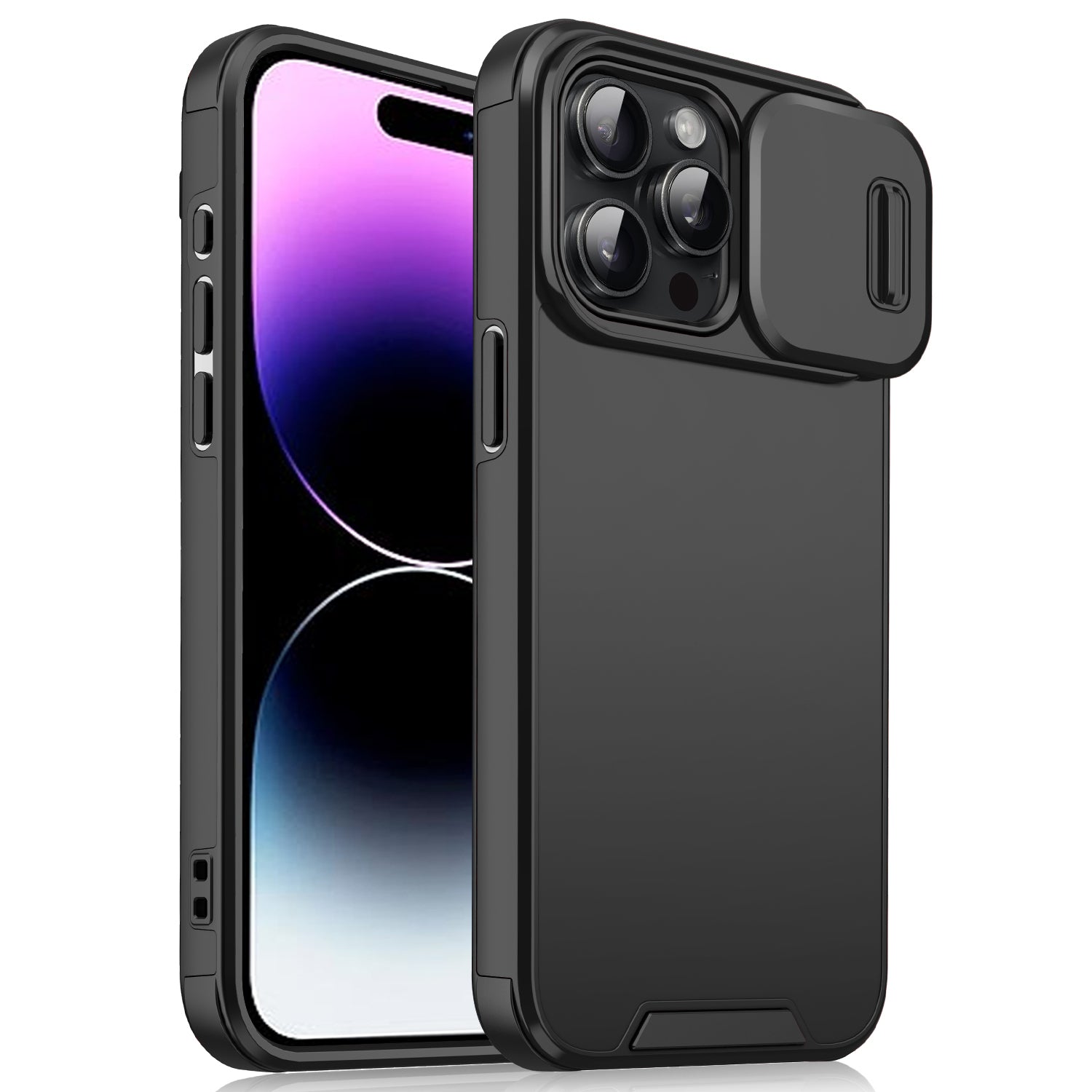 For iPhone 14 Pro Shockproof Case PC+TPU Back Phone Cover with Slide Camera Guard For iPhone 14 Pro Shockproof Case PC+TPU Back Phone Cover with Slide Camera Guard
